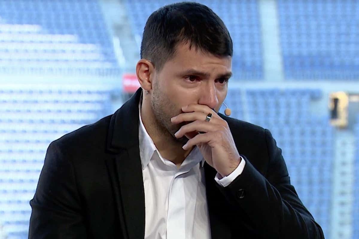 Barcelona star Sergio Aguero makes emotional retirement announcement after heart condition diagnosis.