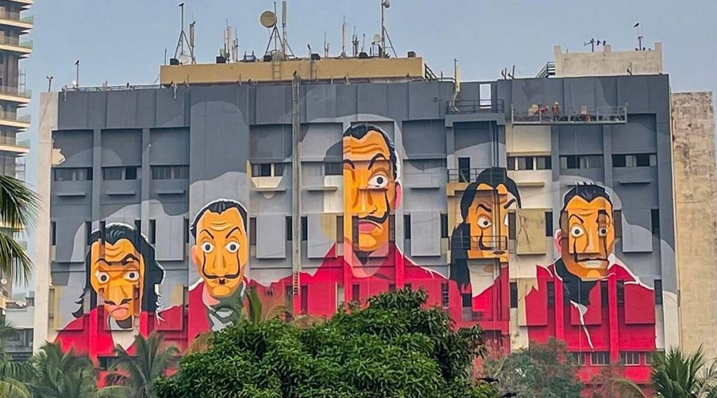 Money Heist murals light up Mumbai and Hyderabad skylines; check out the pictures