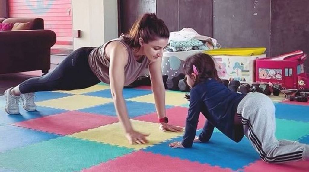 Soha Ali Khan doesn’t let parenting ‘come in the way of workout’; watch video