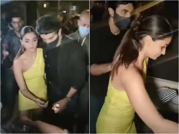 Watch: 'Protector' Boyfriend Ranbir Kapoor escorts Alia Bhatt into a car protecting her from the crowd after their dinner