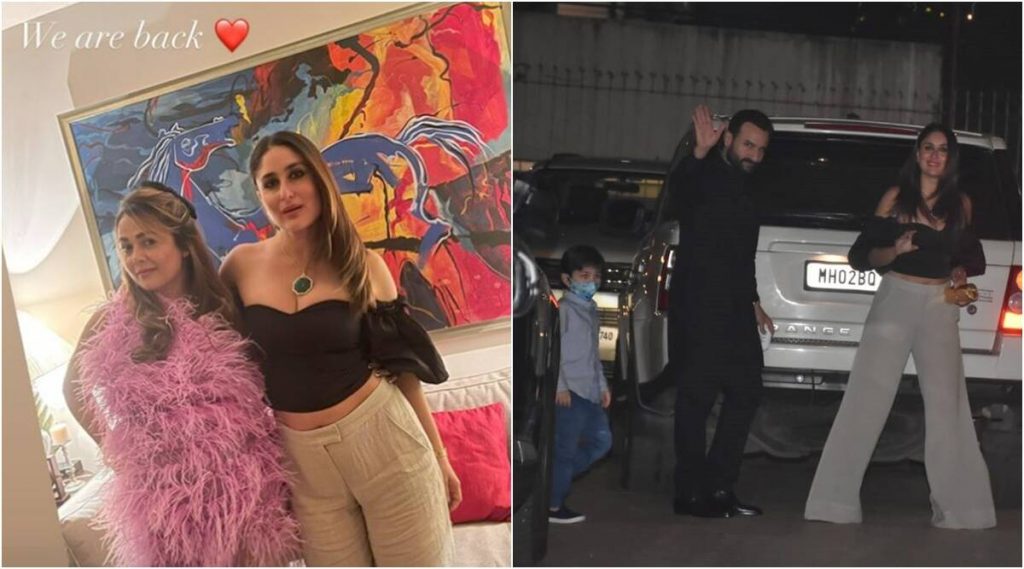 Kareena Kapoor, Amrita Arora are ‘back’ after beating Covid: Saif Ali Khan joins them for a get-together at Karisma Kapoor’s home. See photos