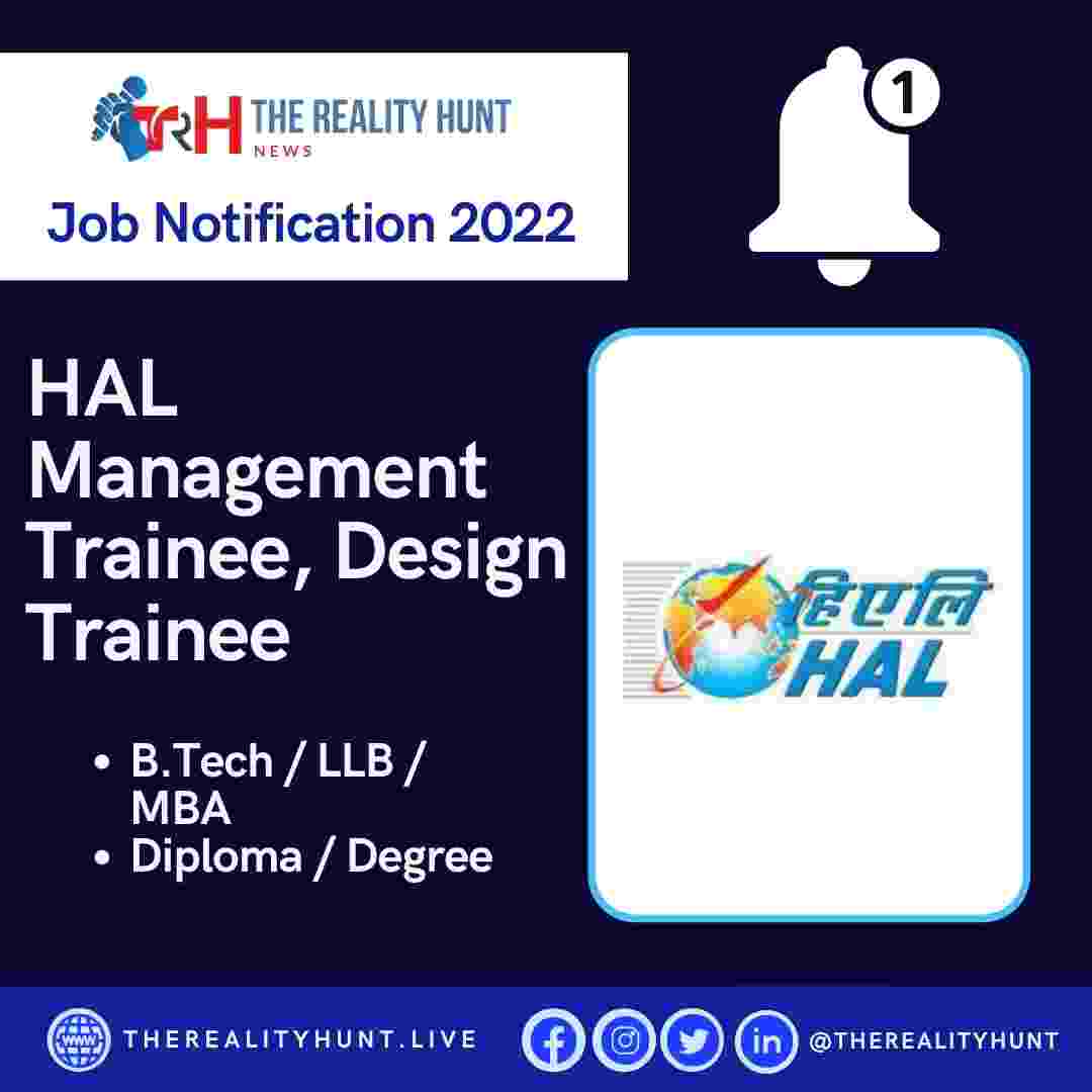 HAL Management Trainee, Design Trainee Job Notification 2022 (85 Vacancies)