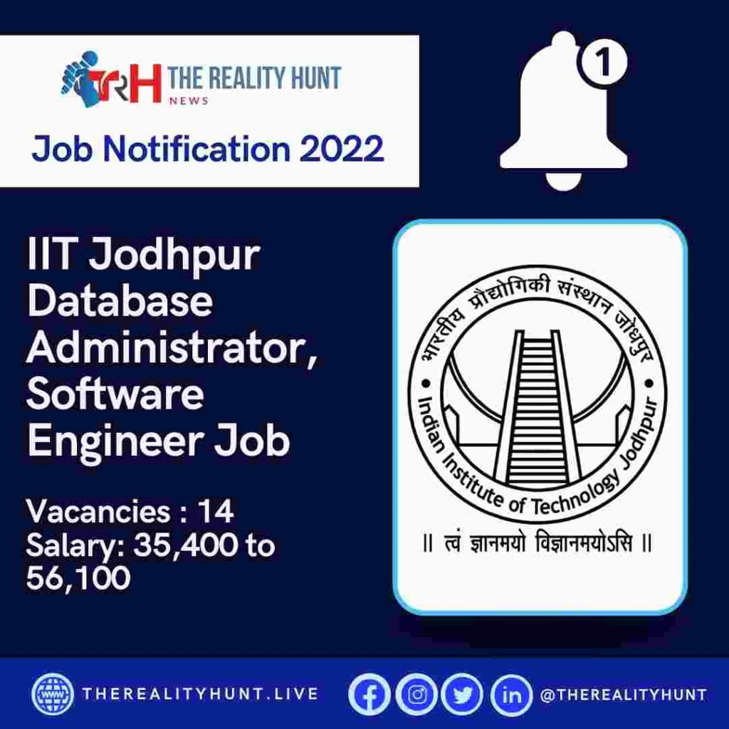 IIT Jodhpur Database Administrator, Software Engineer Job