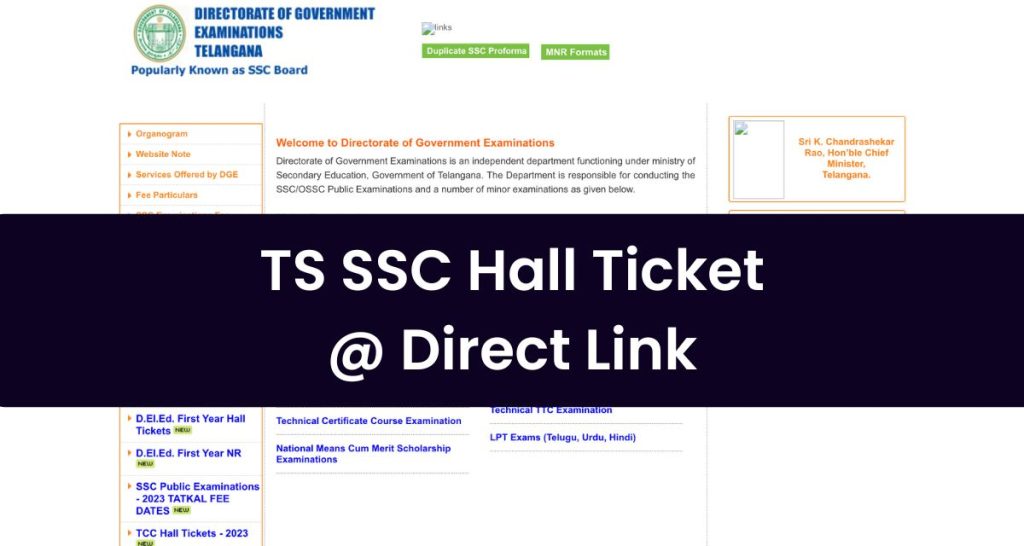 TS SSC Hall Ticket 2023 @bse.telangana.gov.in 10th Class Admit Card Direct Link